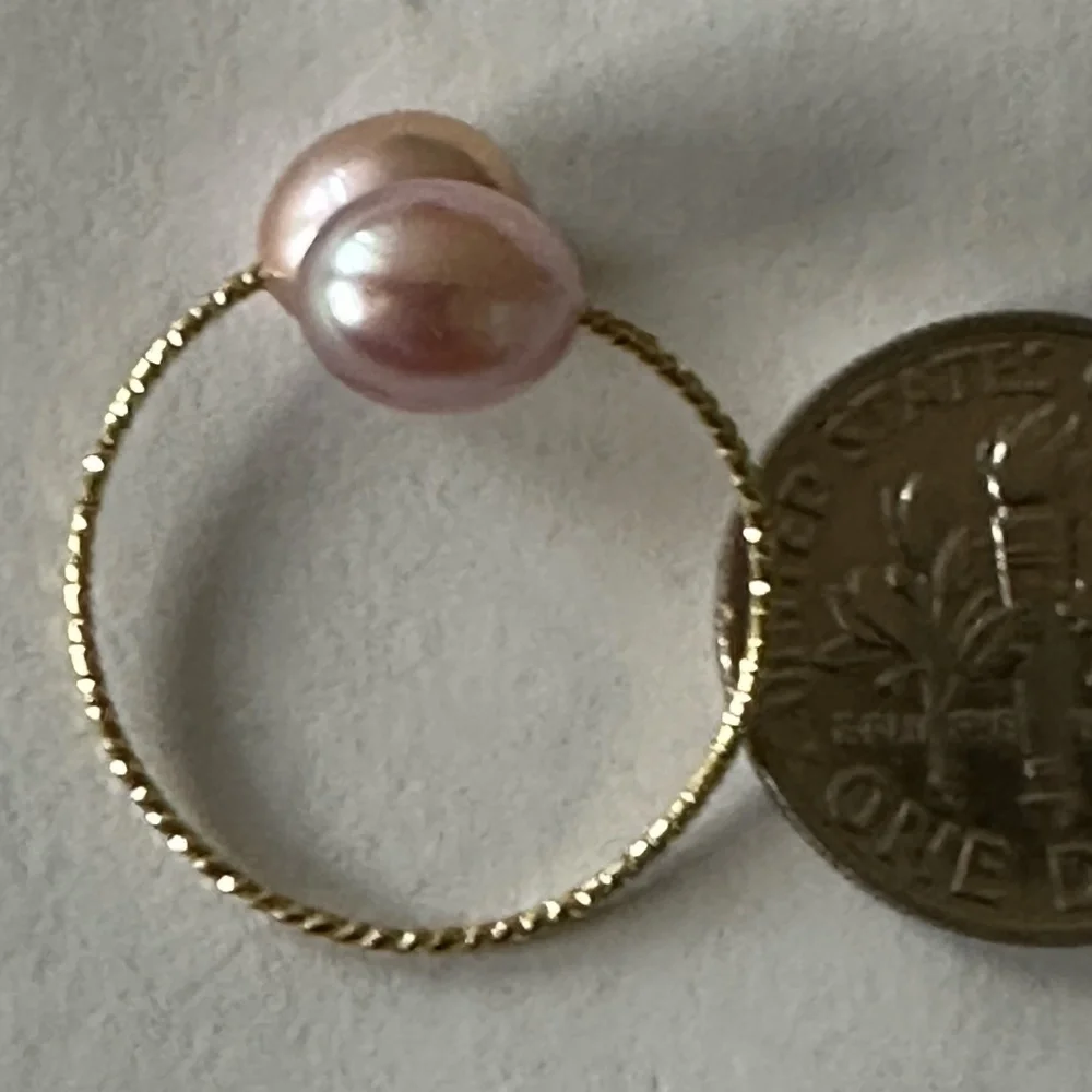 Handmade Purple Freshwater Pearl Adjustable Ring